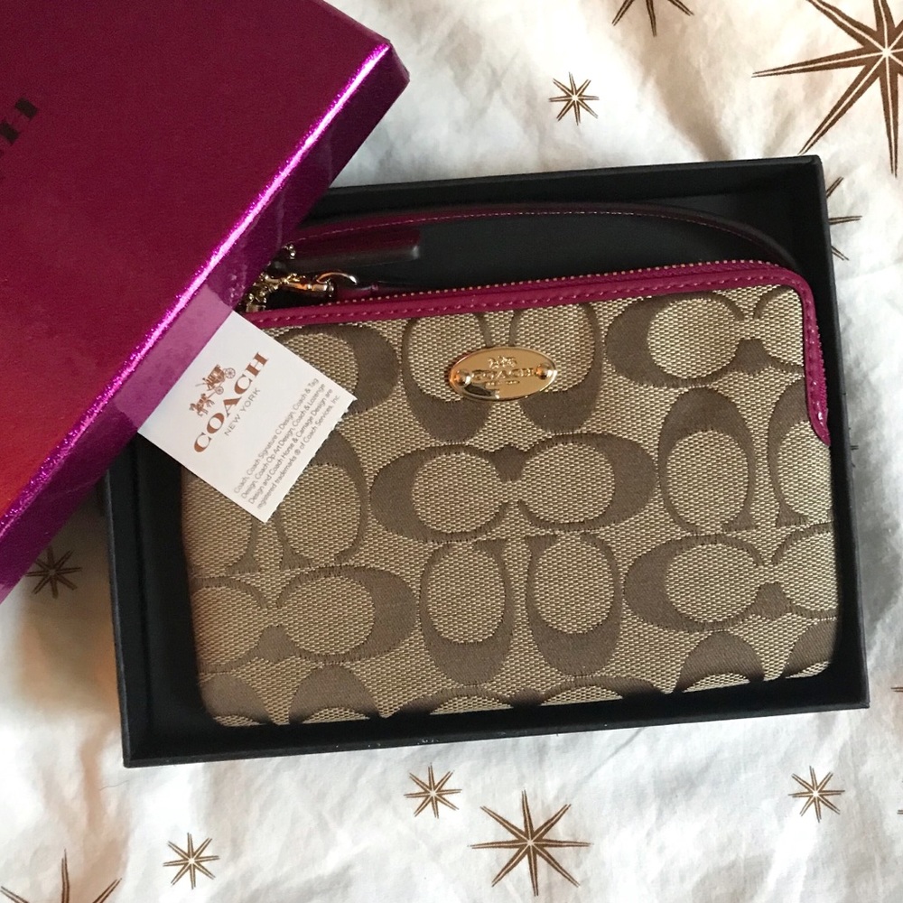 COACH Signature Logo Corner Zip Wristlet